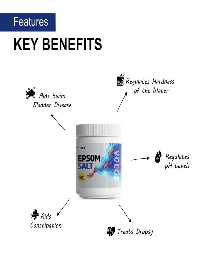 Tunai Epsom Crystal Aquarium Salt | 450g | for Aquarium Fish Tank, Assist in Treating Dropsy, Regulates pH Levels, Swim Bladder and Regulates Hardness of Fish Tank Water - Image 2